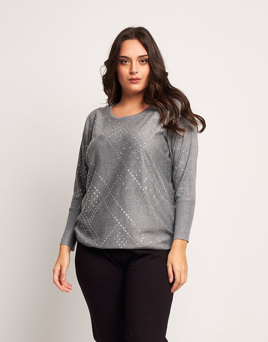 Maglia con fantasia strass curvy