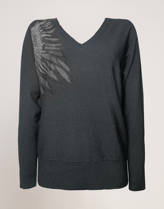 Maglia con fiore in strass