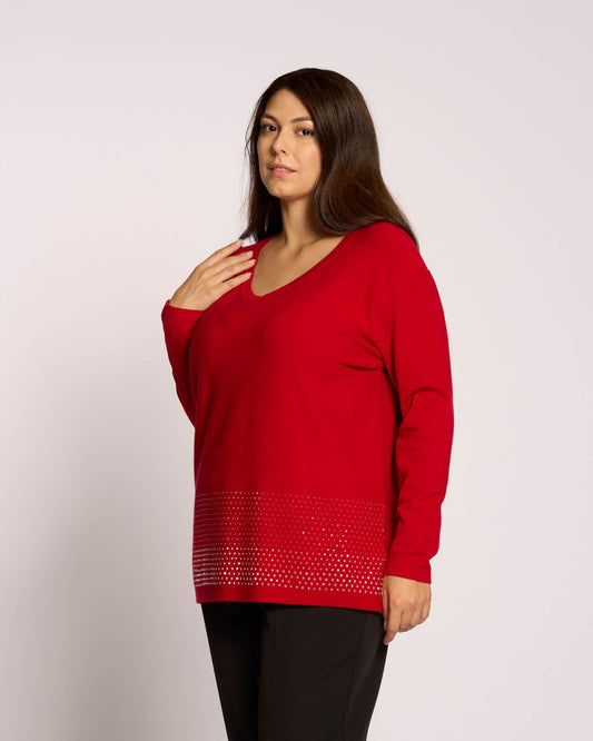 Maglia con fondo di strass curvy