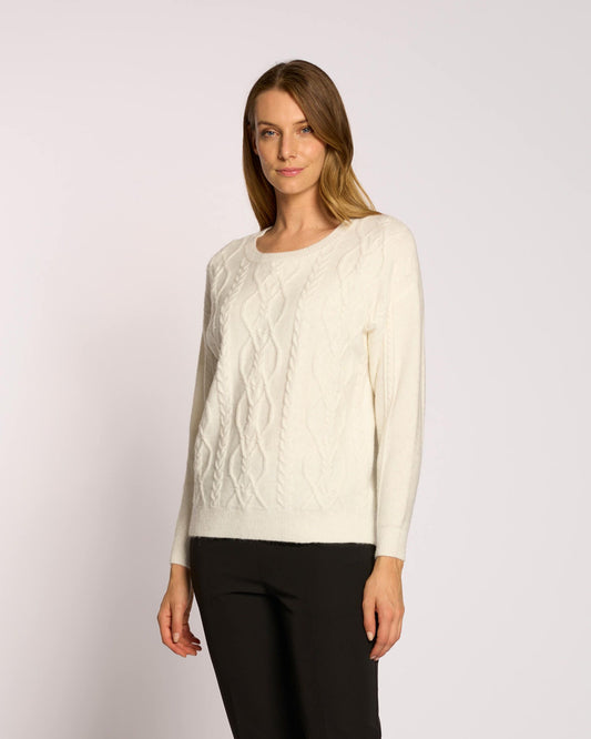 Maglia con lavorazione a trecce e lurex