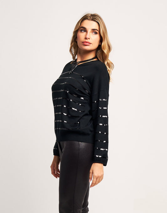 Maglia con maniche a palloncino e paillettes