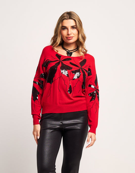 Maglia con ricamo di paillette