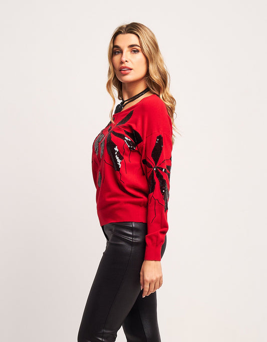 Maglia con ricamo di paillette