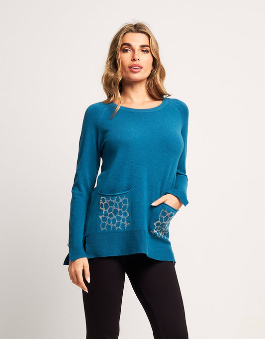 Maglia con strass animalier