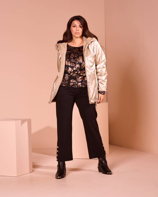 Maglia in ciniglia con coulisse e arriccio curvy