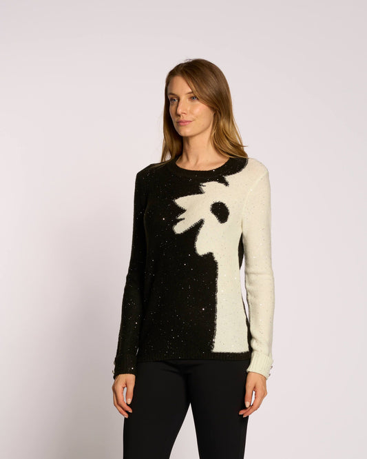 Maglia in filato con paillettes e intarsio