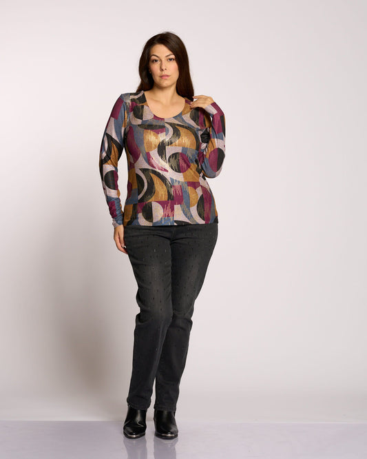 Maglia in jersey fantasia laminata curvy