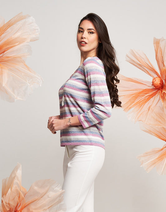 Maglia in lurex jacquard a righe