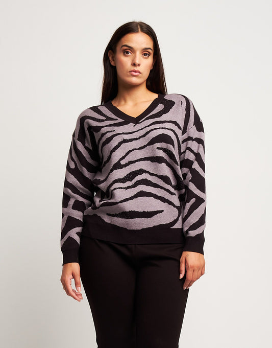 Maglia jacquard animalier curvy