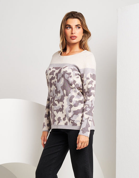 Maglia jacquard con fantasia militare