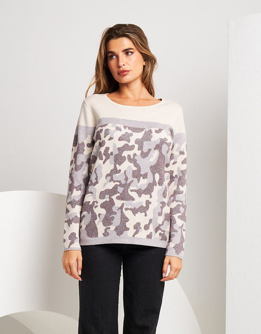 Maglia jacquard con fantasia militare