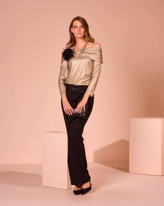 Maglia laminata con collo rivoltato