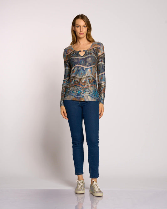 Maglia lurex con dettaglio di perle