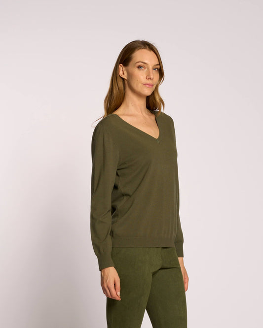 Maglia maniche lunghe con scollo a V