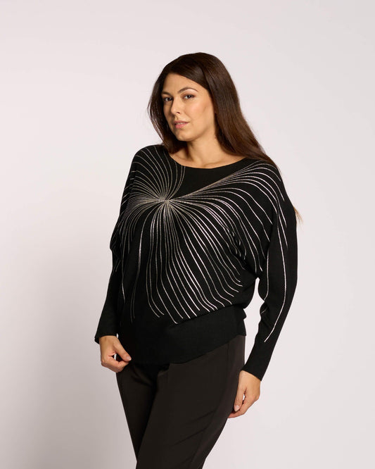 Maglia pipistrello con stampa curvy