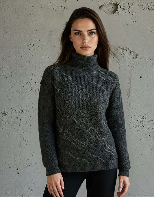 Maglione a coste con strass