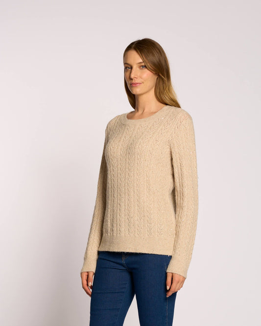 Maglione a trecce con paillettes