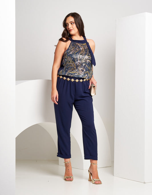 Pantafitness con risvolto e bottoncini curvy