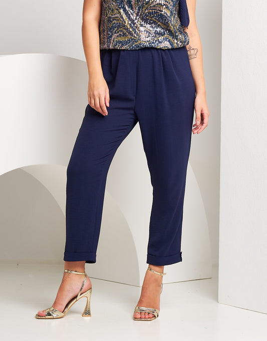 Pantafitness con risvolto e bottoncini curvy