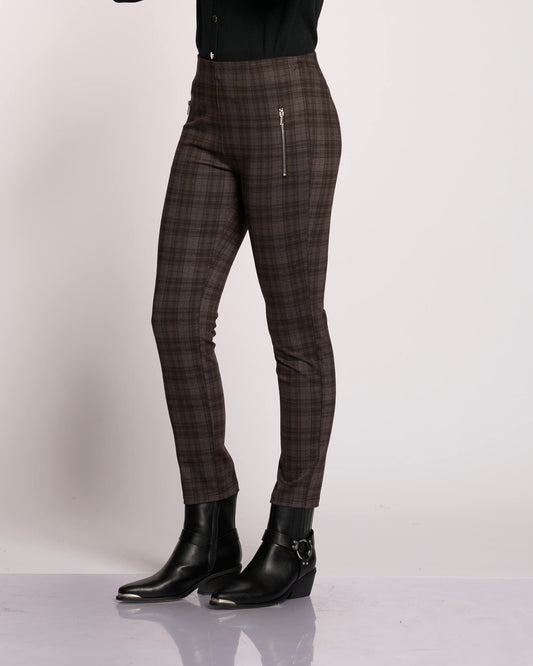 Pantalone a quadri con zip e tasche