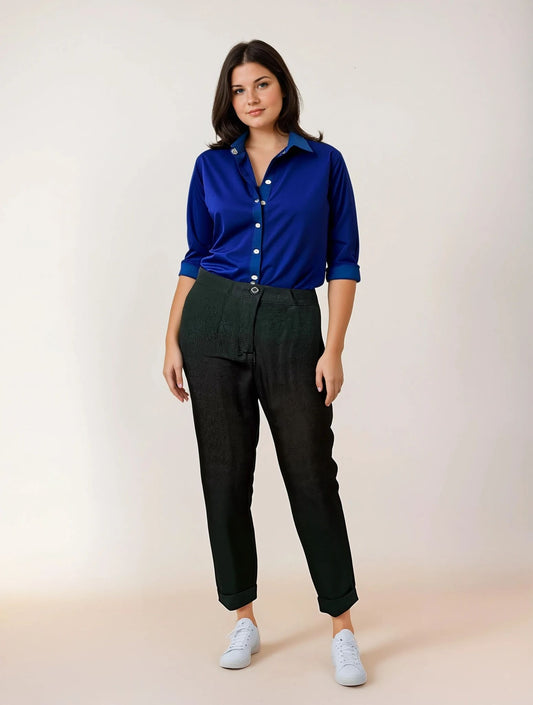 Pantalone a sigaretta con risvolto curvy