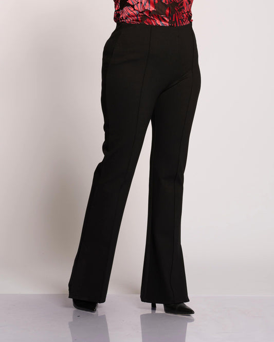 Pantalone a zampa con impuntura e spacco curvy