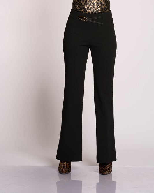 Pantalone a zampetta con cintura e fibbia