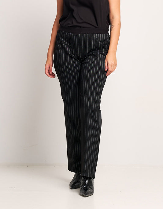 Pantalone a zampetta gessato con elastico curvy