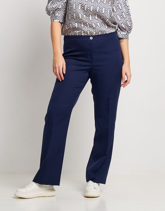 Pantalone dritto con bottone a contrasto curvy