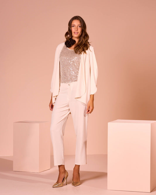 Pantalone gamba dritta con elastico e zip