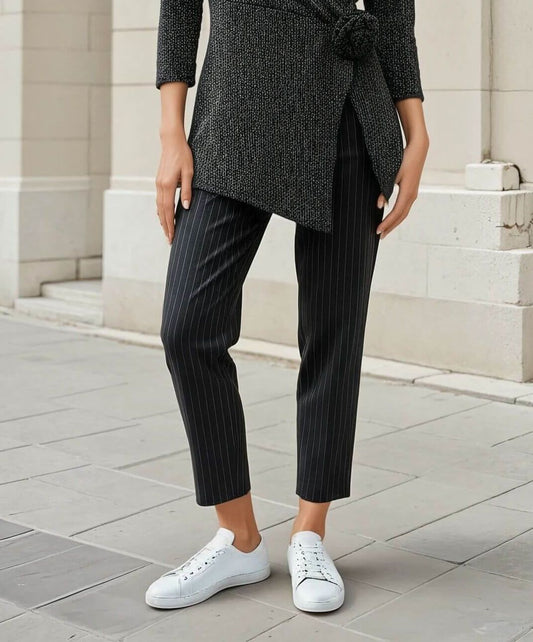 Pantalone gessato lurex con passanti