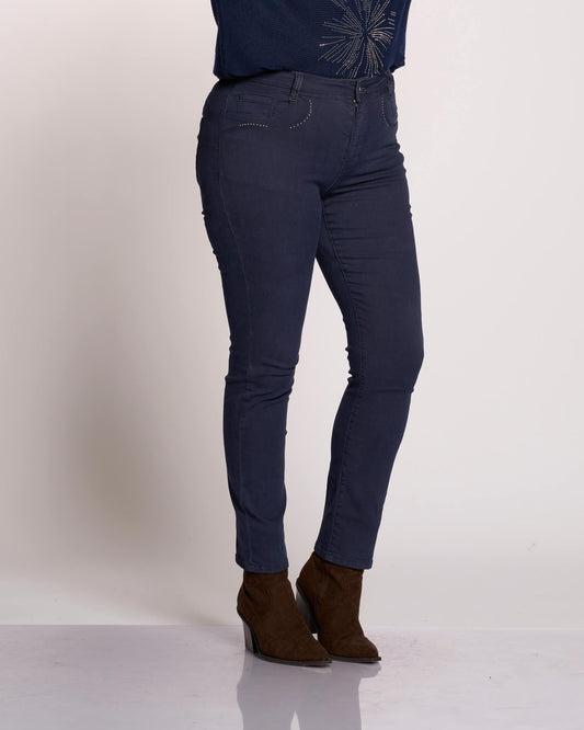 Pantalone in cotone con ricamo sulle tasche