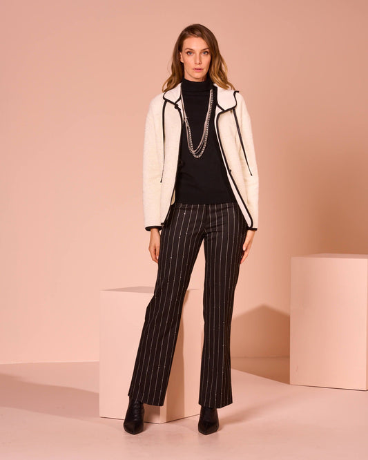 Pantalone in gessato con paillettes