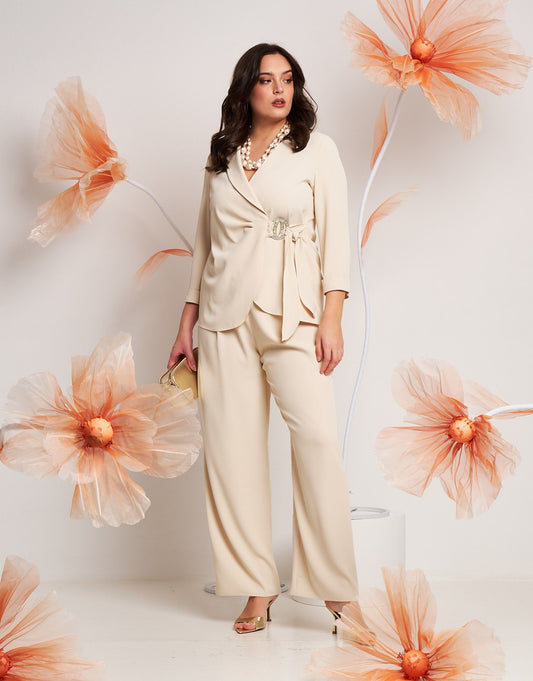 Pantalone largo con elastico curvy