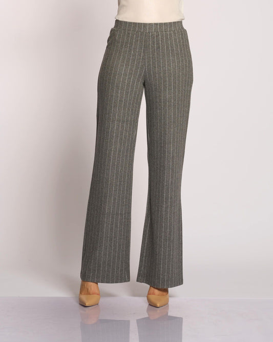 Pantalone largo in gessato con elastico