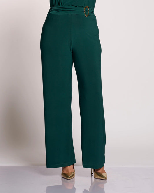 Pantalone palazzo con cinturino e fibbia curvy
