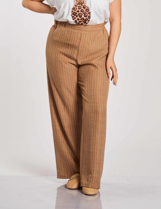 Pantalone palazzo in gessato curvy