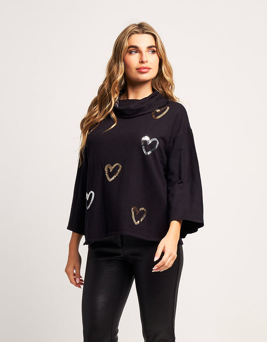 Ponchetta con cuori di paillettes
