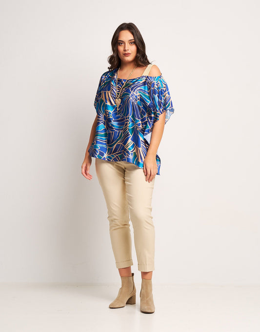 Poncho fantasia con spallina oro curvy