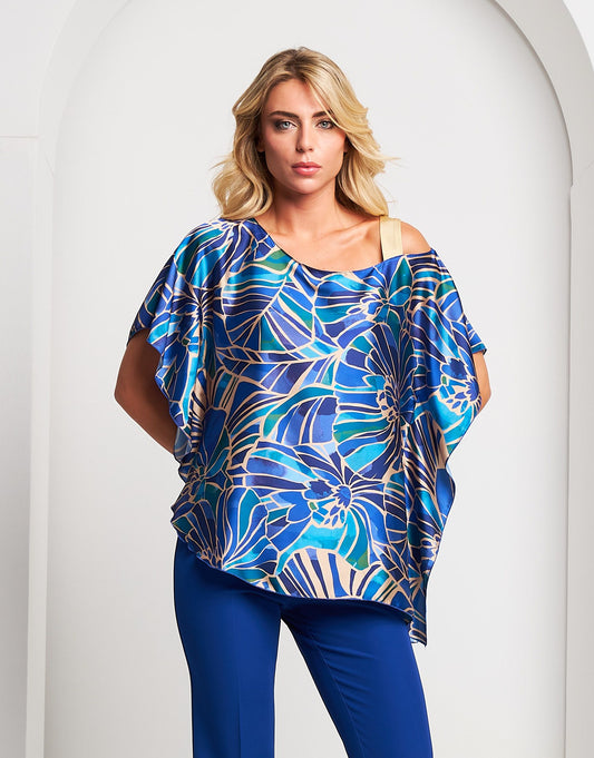 Poncho fantasia con spallina oro