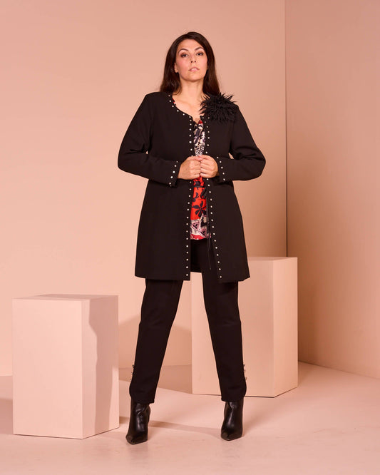 Spolverino foderato con borchie e ganci curvy