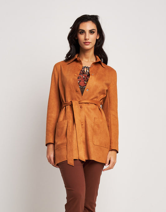 Spolverino in ecosuede cuoio