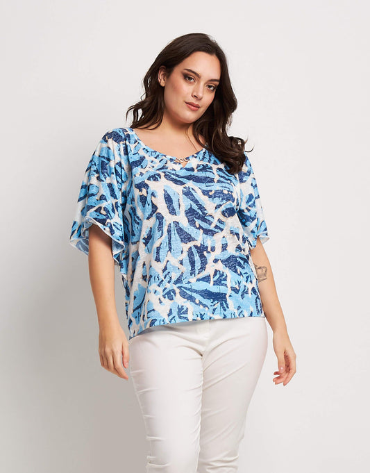 T-shirt a ponchetto con gioiello curvy