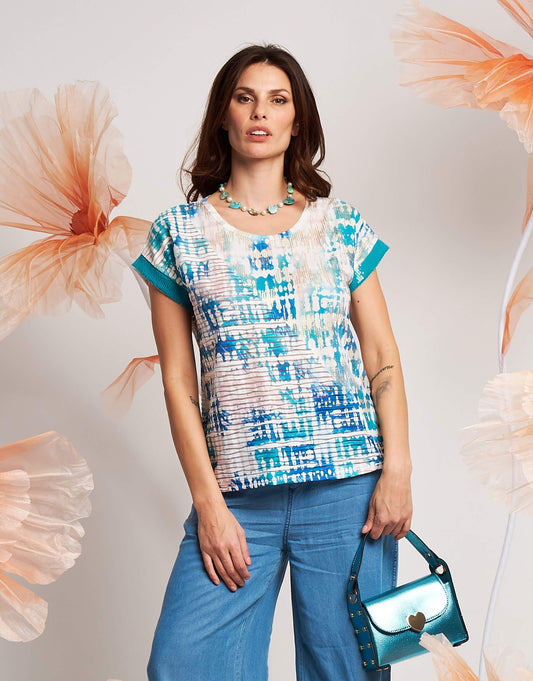 T-shirt a scatola con lamina e paillettes