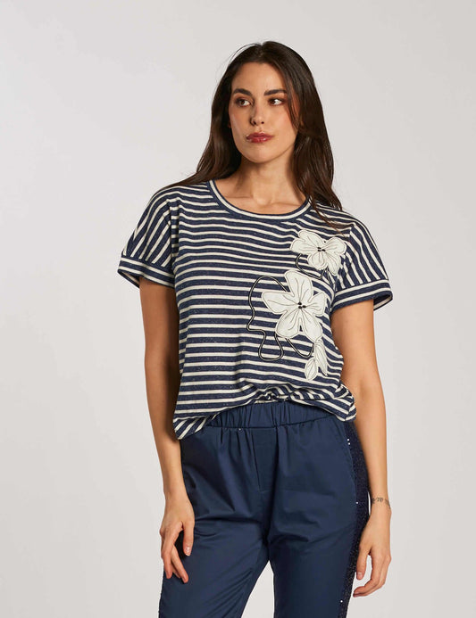 T-shirt con applicazione floreale