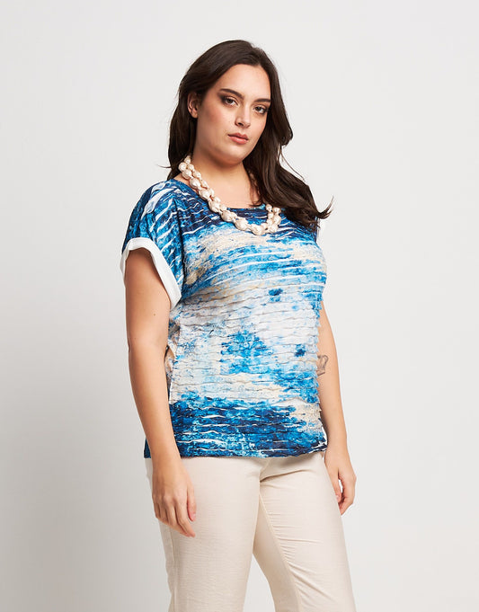 T-shirt con volants e risvolto curvy