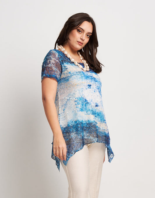 T-shirt in rete stampata curvy