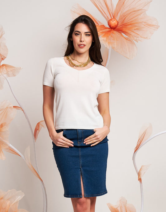 Top a maniche corte con motivo