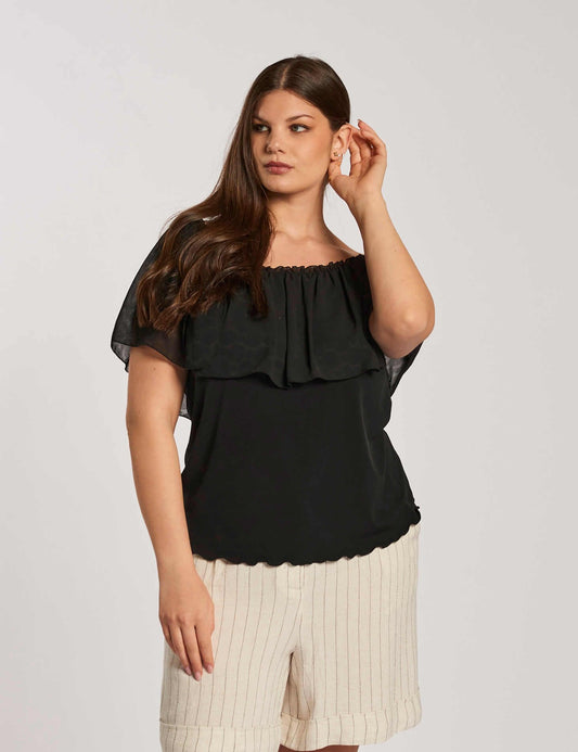 Top con volant a pois curvy