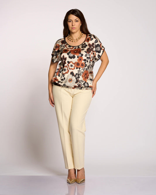 Top fantasia con elastico e riporti curvy